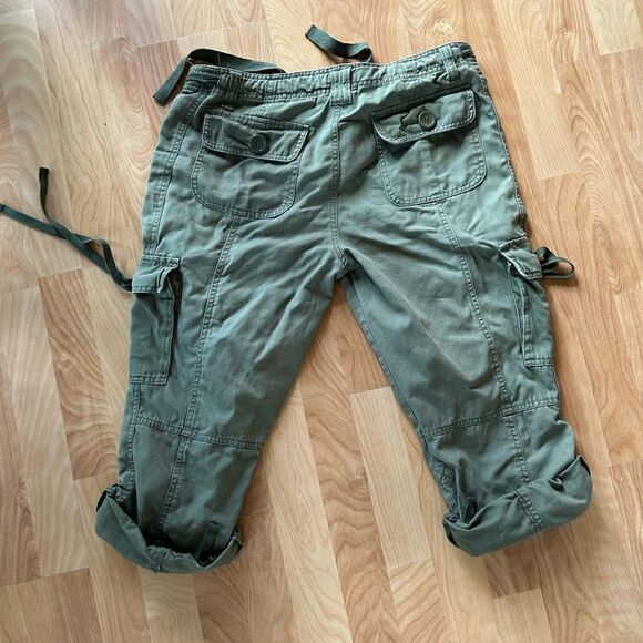 1955 Vintage Collection cropped pants tab flap pocket tie olive green cargo 11 - Picture 5 of 12